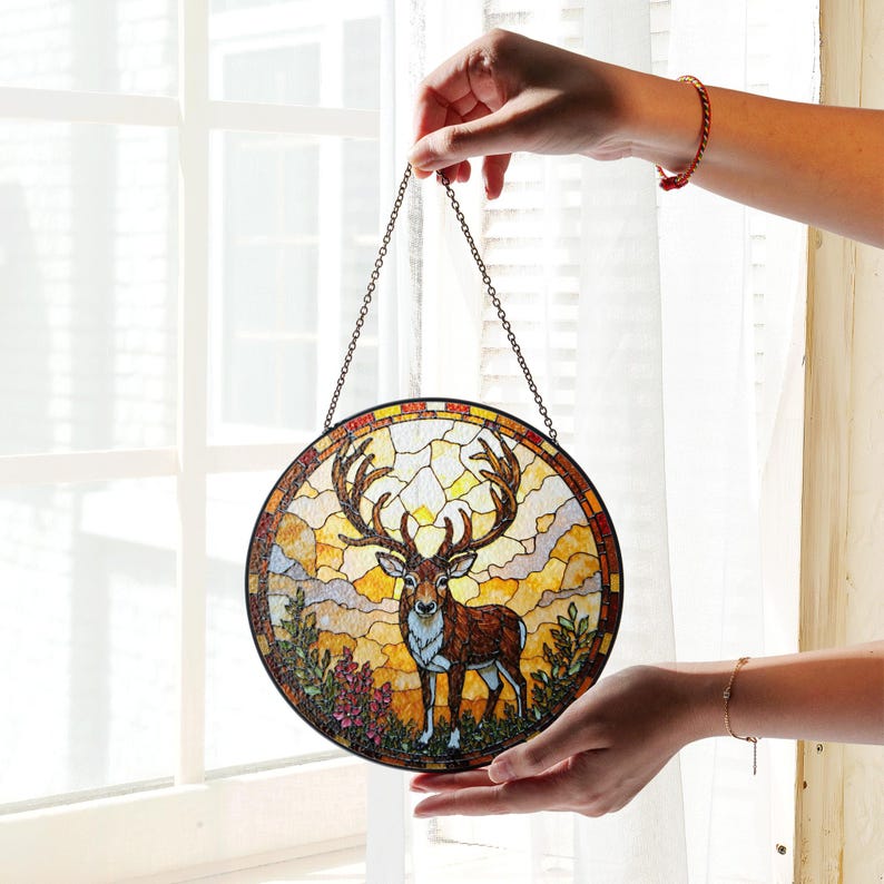 Majestic Deer Stained Glass Suncatcher