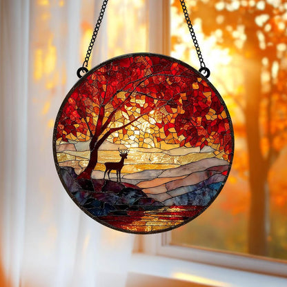 Autumn Forest Deer Acrylic Window Hanging