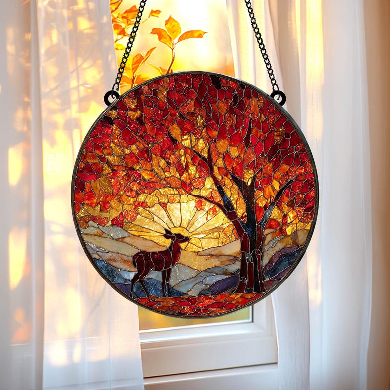 Autumn Forest Deer Acrylic Window Hanging