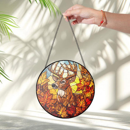 Autumn Deer Stain Glass Suncatcher