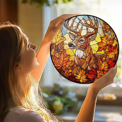 Autumn Deer Stain Glass Suncatcher