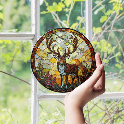 Majestic Deer Stained Glass Suncatcher