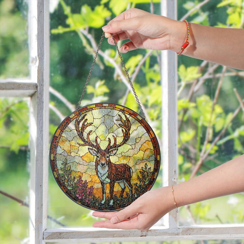 Majestic Deer Stained Glass Suncatcher