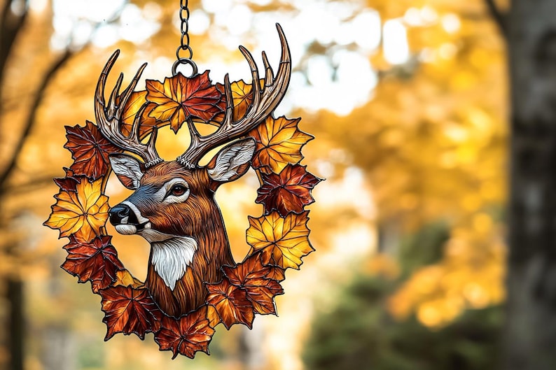 Autumn Deer Acrylic Window Hanging