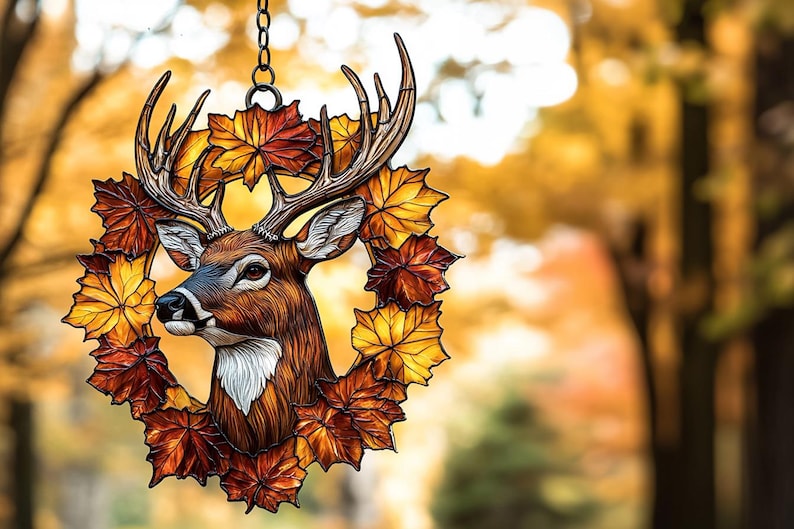 Autumn Deer Acrylic Window Hanging