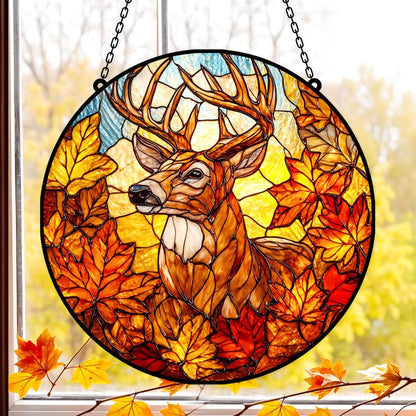Autumn Deer Stain Glass Suncatcher
