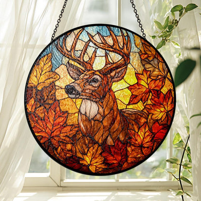 Autumn Deer Stain Glass Suncatcher