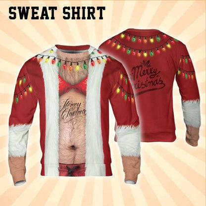 Funny Santa Bikini All Over Print Shirt, Ugly Christmas Outfit, Family Matching Tee