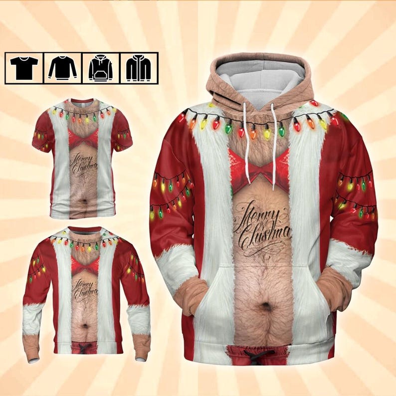 Funny Santa Bikini All Over Print Shirt, Ugly Christmas Outfit, Family Matching Tee