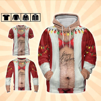 Funny Santa Bikini All Over Print Shirt, Ugly Christmas Outfit, Family Matching Tee
