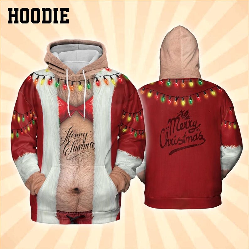 Funny Santa Bikini All Over Print Shirt, Ugly Christmas Outfit, Family Matching Tee