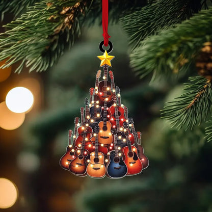 Colorful Guitar Christmas Tree Ornament