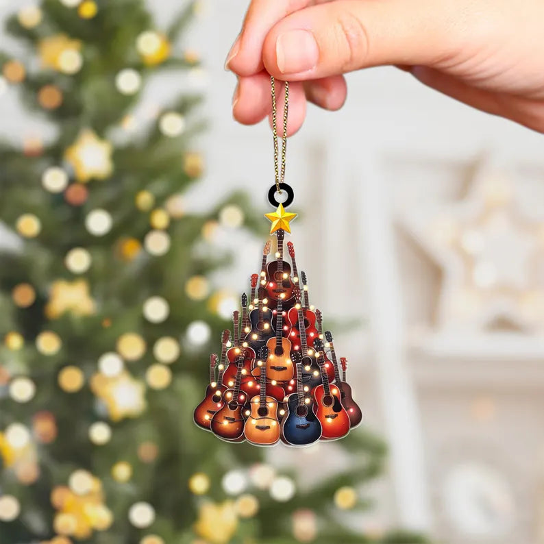 Colorful Guitar Christmas Tree Ornament