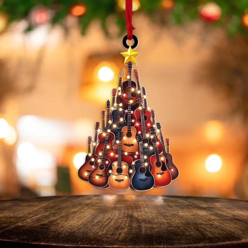 Colorful Guitar Christmas Tree Ornament