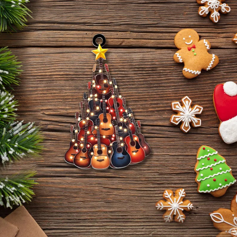 Colorful Guitar Christmas Tree Ornament