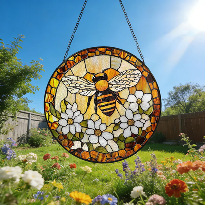 Bee Garden Flower Window Hanging Suncatcher, Acrylic Suncatcher