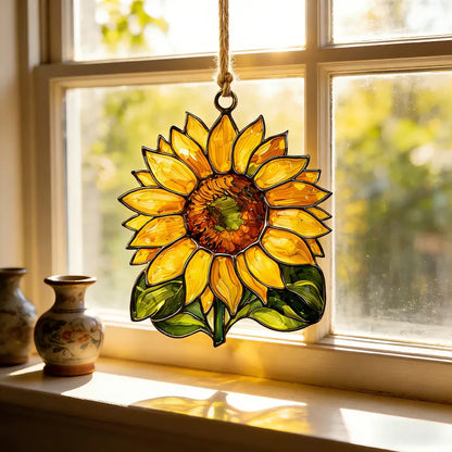Personalized Sunflower Shape Stained Glass Suncatcher