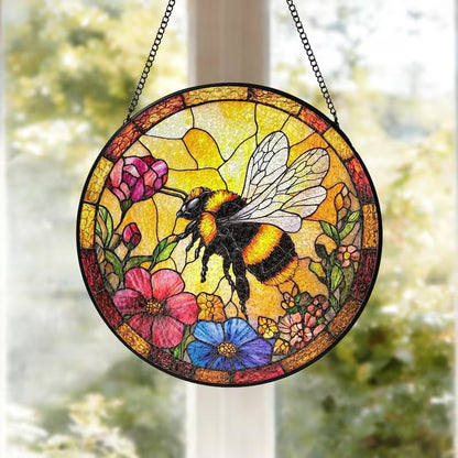 Bee Garden Flower Window Hanging Suncatcher, Acrylic Suncatcher