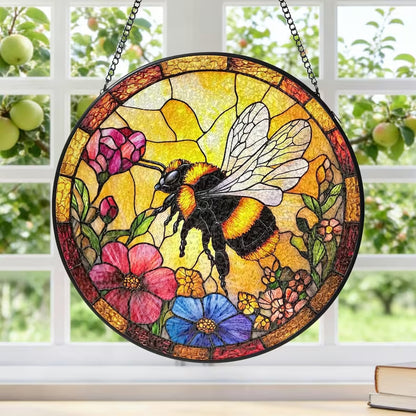 Bee Garden Flower Window Hanging Suncatcher, Acrylic Suncatcher