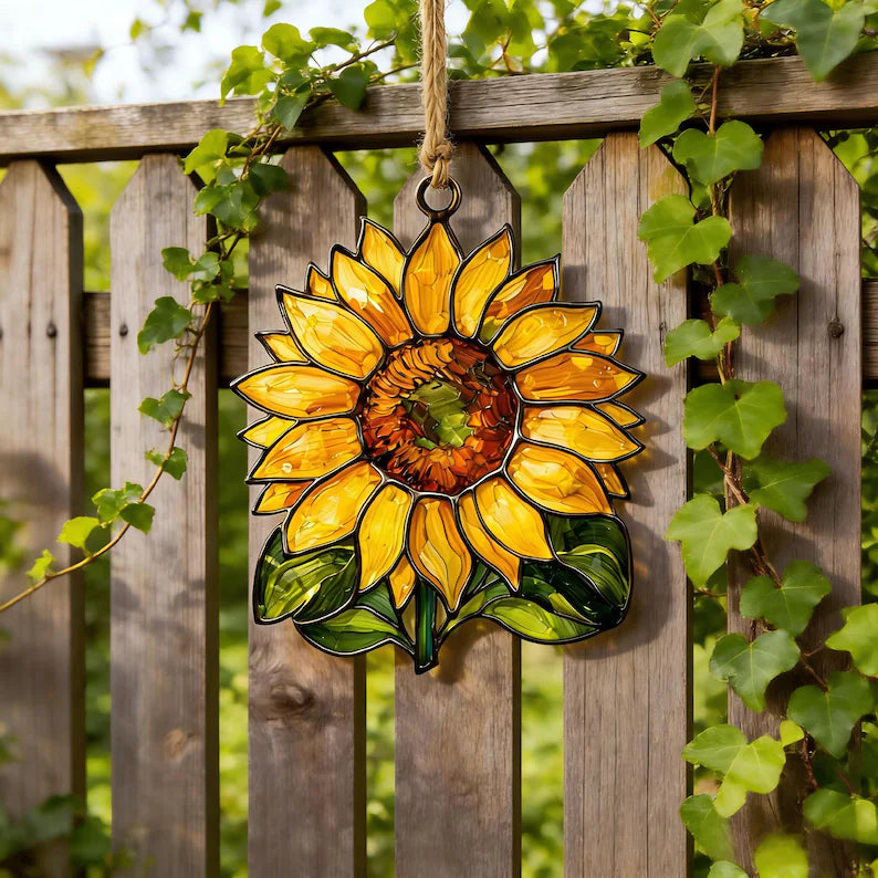 Personalized Sunflower Shape Stained Glass Suncatcher