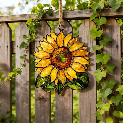 Personalized Sunflower Shape Stained Glass Suncatcher