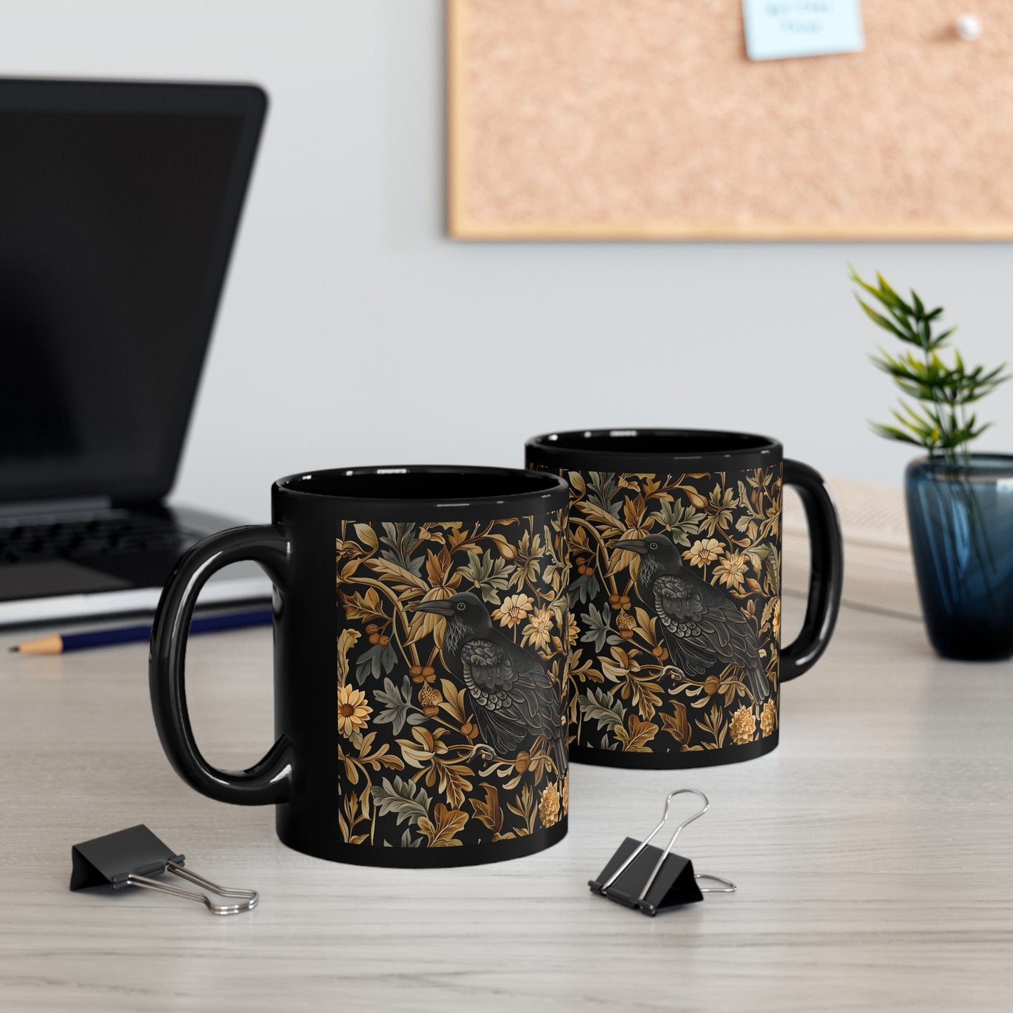 Medieval Floral Crow Mug - Medieval Floral Mug