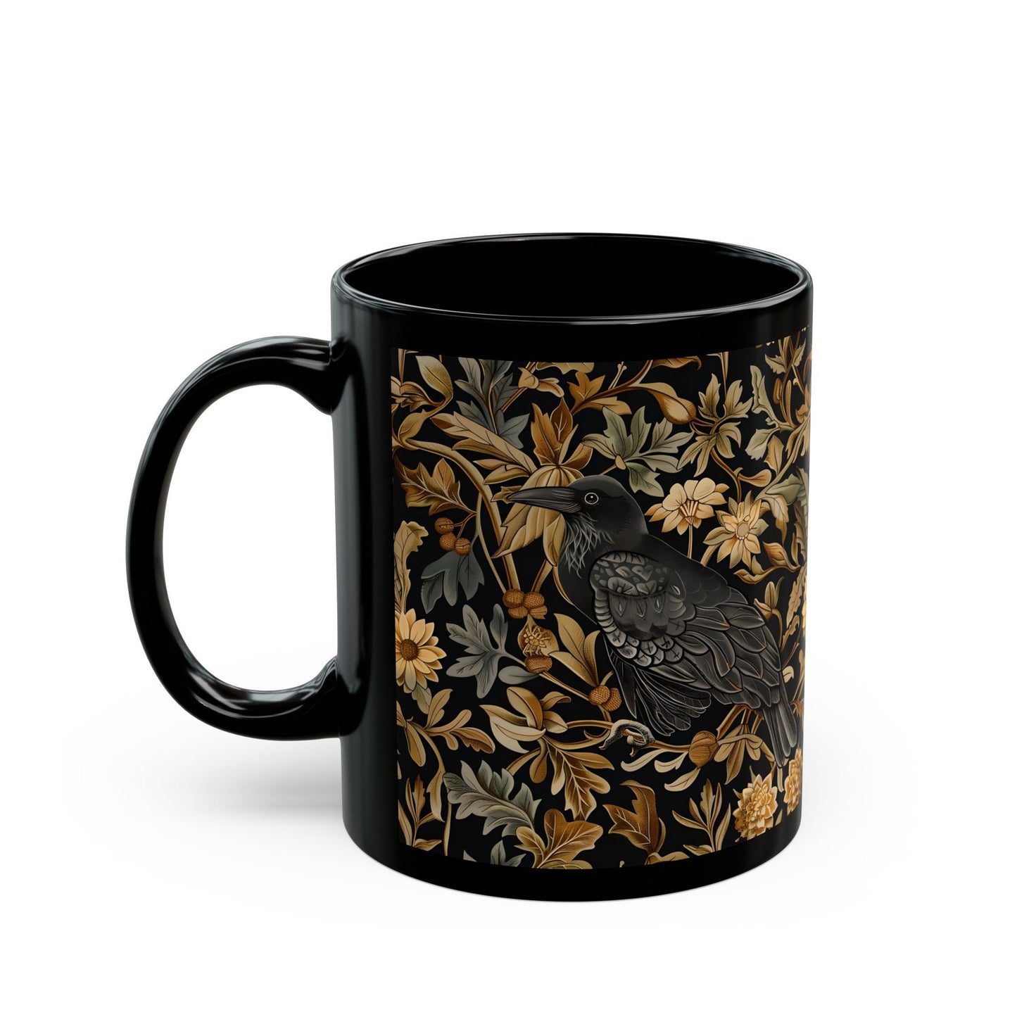 Medieval Floral Crow Mug - Medieval Floral Mug