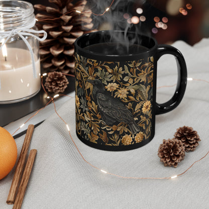 Medieval Floral Crow Mug - Medieval Floral Mug