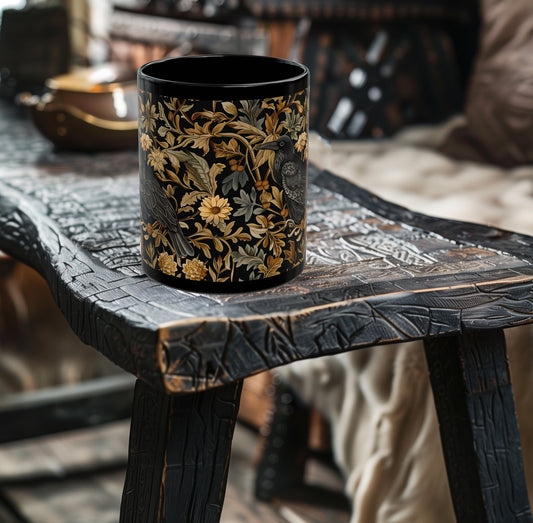 Medieval Floral Crow Mug - Medieval Floral Mug