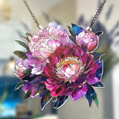 Peonies Flowers Acrylic Window Hanging