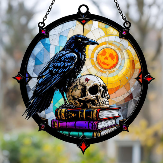 Raven With Roses and Skull Acrylic Window