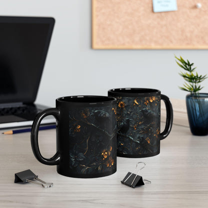 Medieval Floral Crow Mug - Medieval Floral Mug