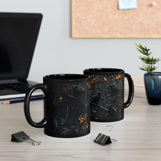 Medieval Floral Crow Mug - Medieval Floral Mug