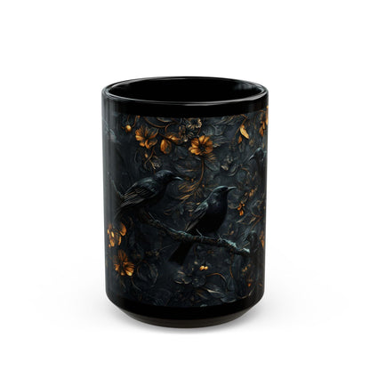 Medieval Floral Crow Mug - Medieval Floral Mug