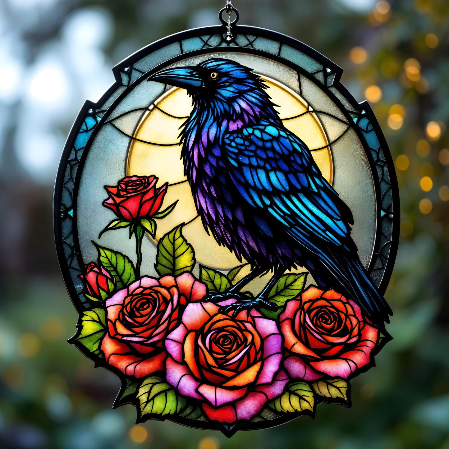 Raven With Roses and Skull Acrylic Window