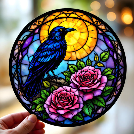 Raven With Roses and Skull Acrylic Window