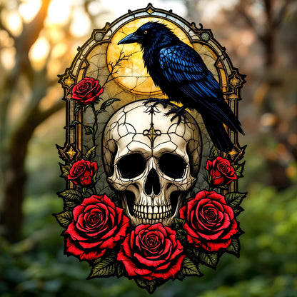 Raven With Roses and Skull Acrylic Window