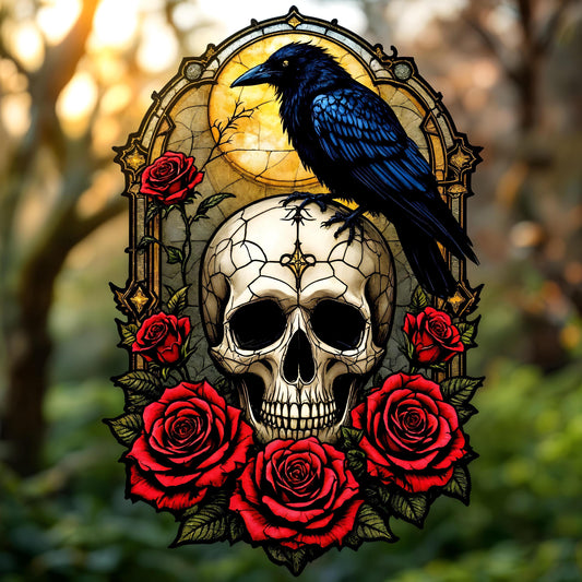 Raven With Roses and Skull Acrylic Window