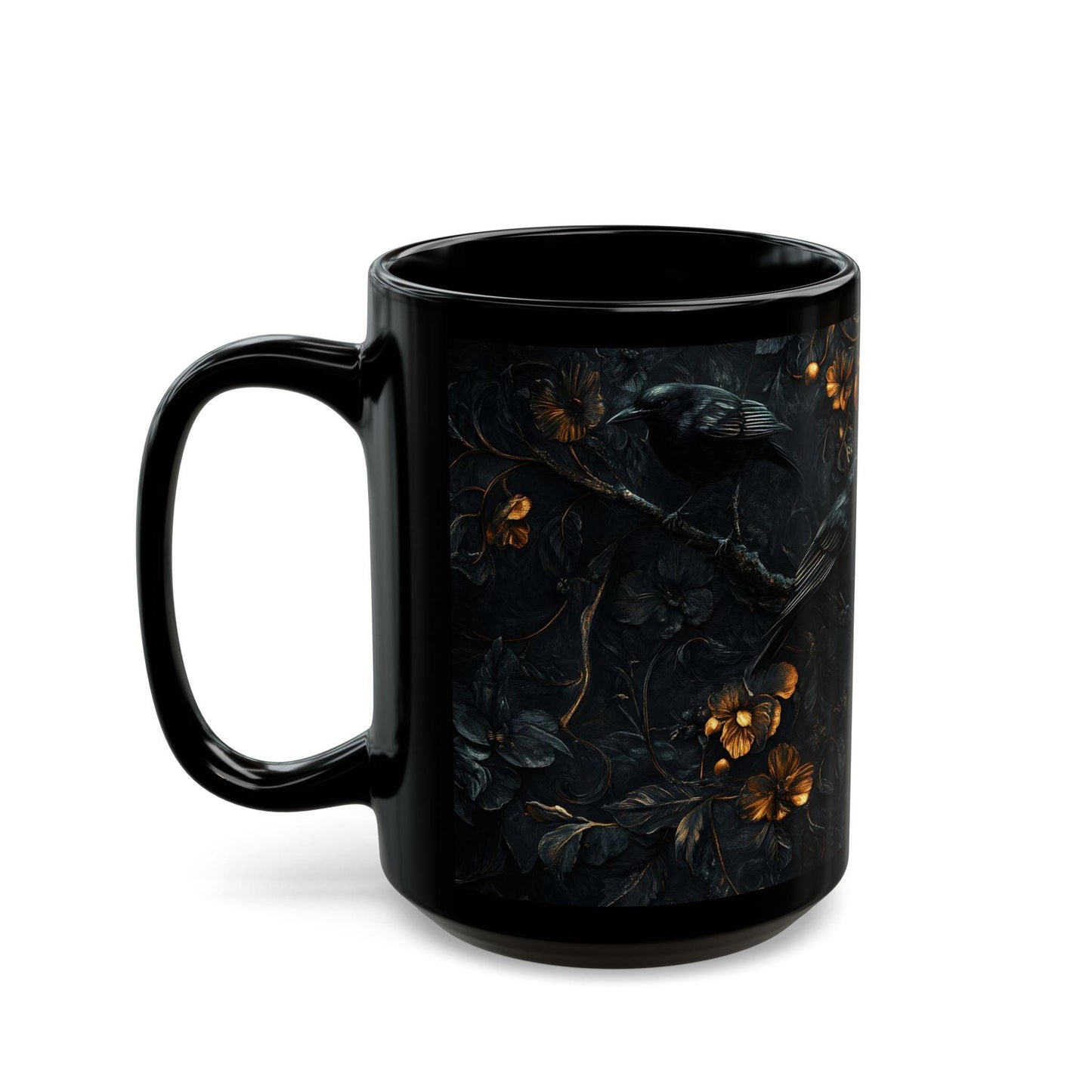 Medieval Floral Crow Mug - Medieval Floral Mug