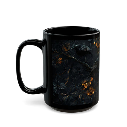 Medieval Floral Crow Mug - Medieval Floral Mug