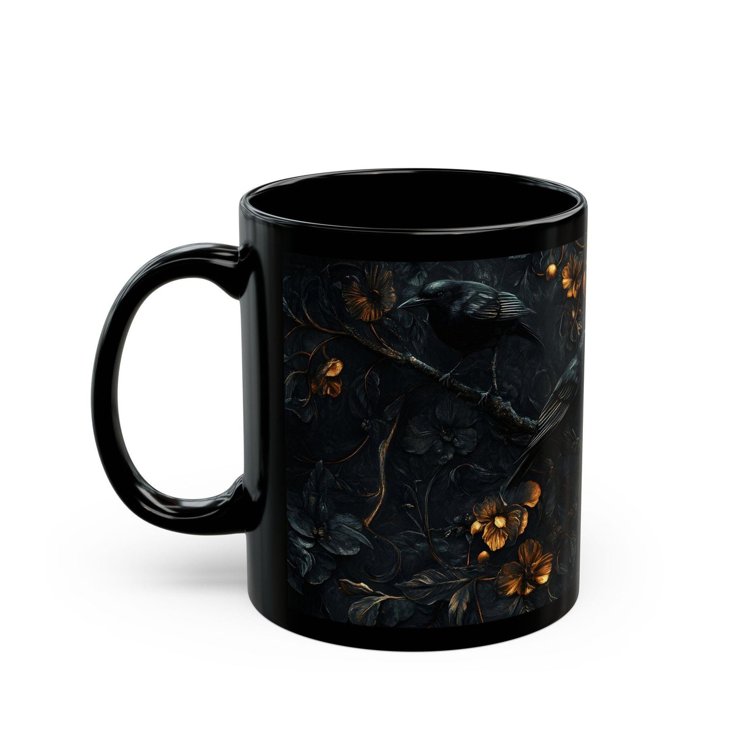 Medieval Floral Crow Mug - Medieval Floral Mug