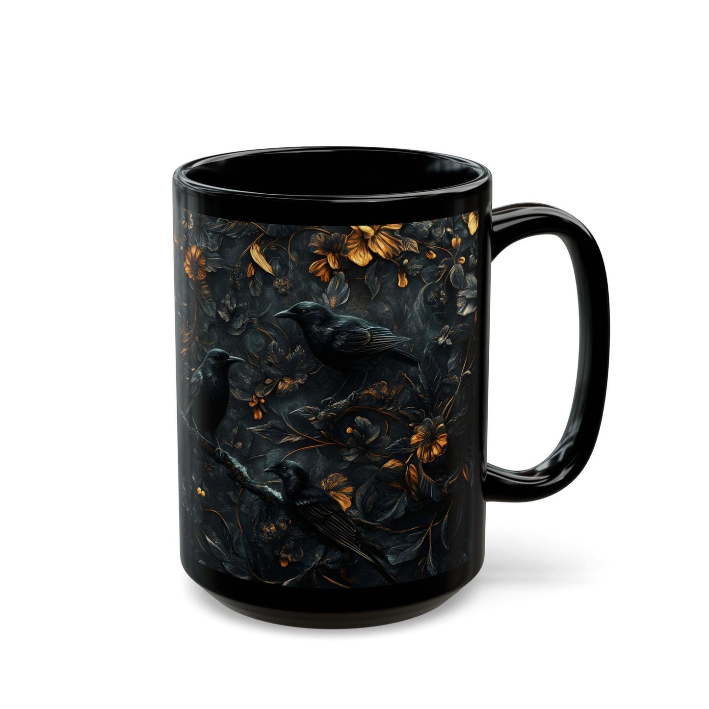 Medieval Floral Crow Mug - Medieval Floral Mug