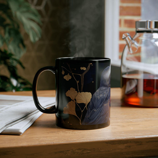 Raven Couple Mug, Gothic Bird Coffee Cup, Celestial Crow Tea Mug