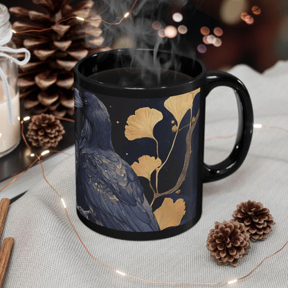 Raven Couple Mug, Gothic Bird Coffee Cup, Celestial Crow Tea Mug