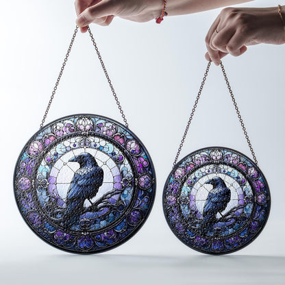 Raven Stained Glass Suncatcher, Gothic Crow Window Decor