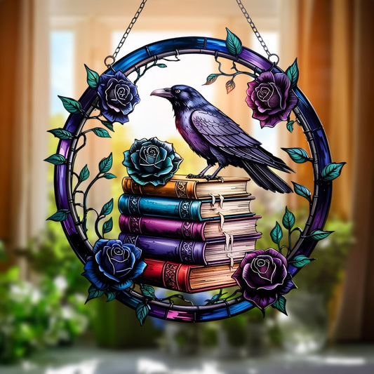 Gothic Raven and Spellbook  Acrylic Window