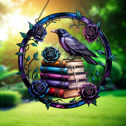 Gothic Raven and Spellbook  Acrylic Window