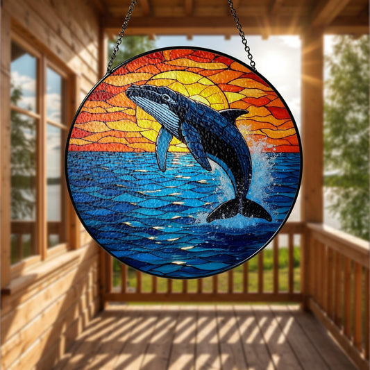 Humpback Whale Stained Glass Suncatcher