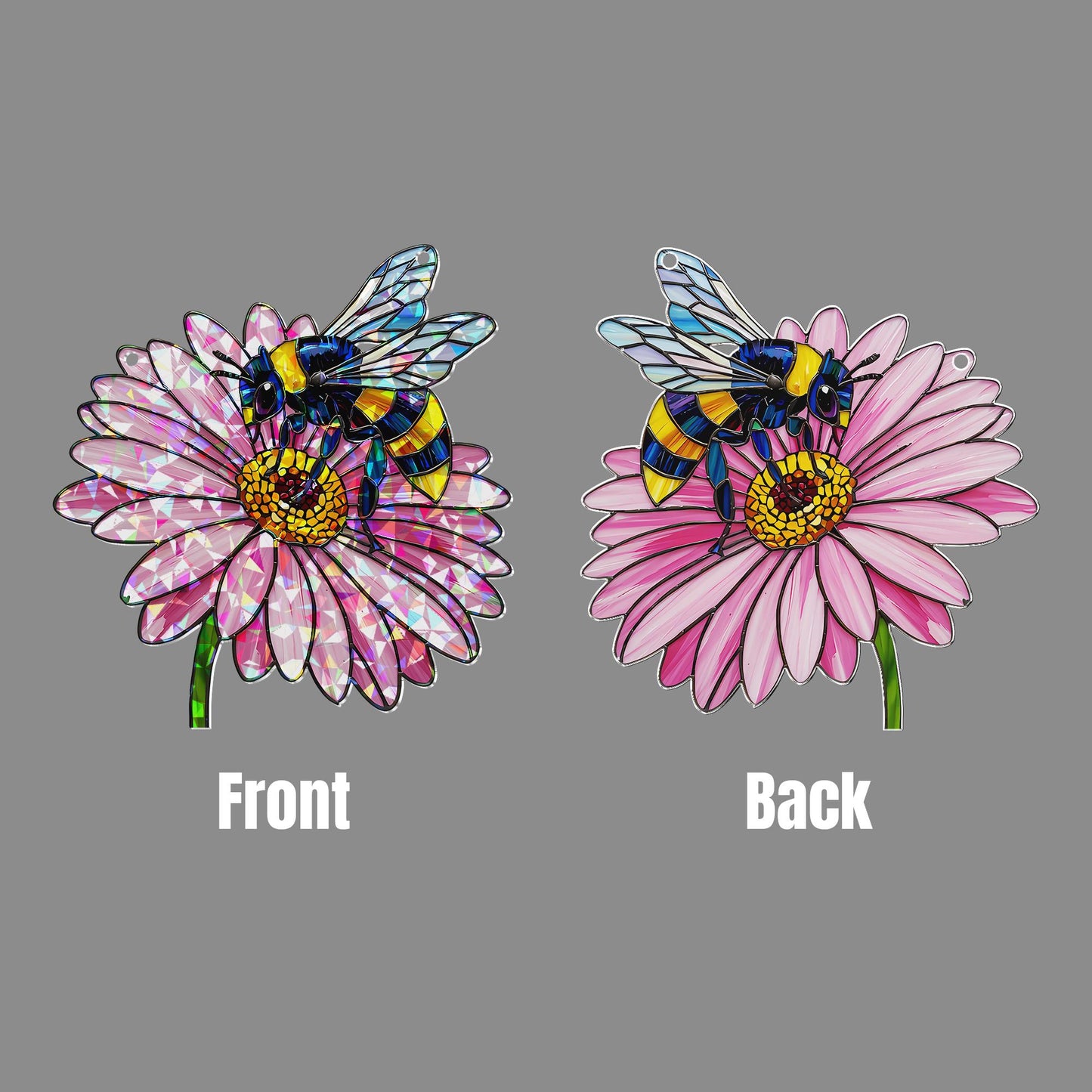 Bee and Daisy Stained Glass Suncatcher