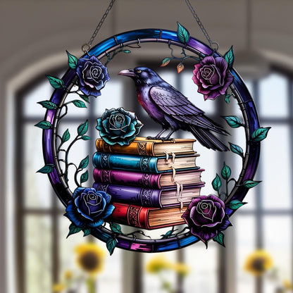 Gothic Raven and Spellbook  Acrylic Window
